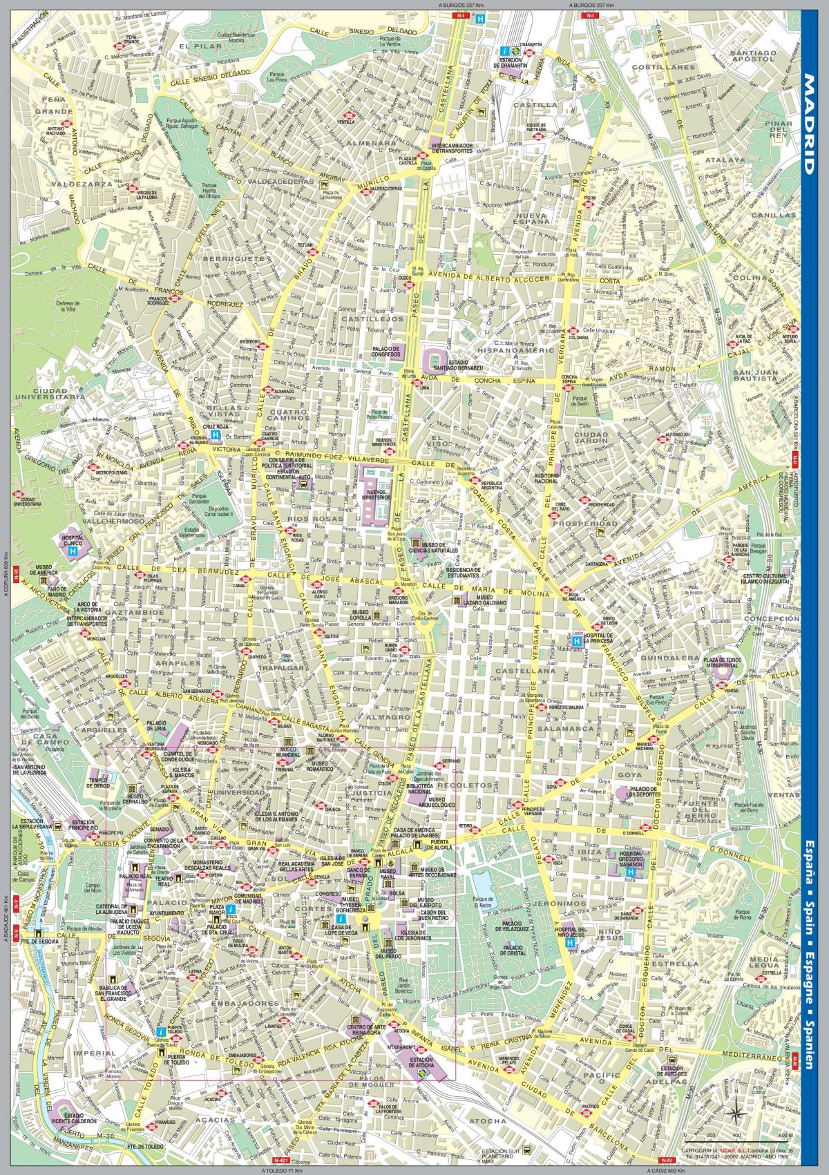 harta strada din centrul orașului Madrid