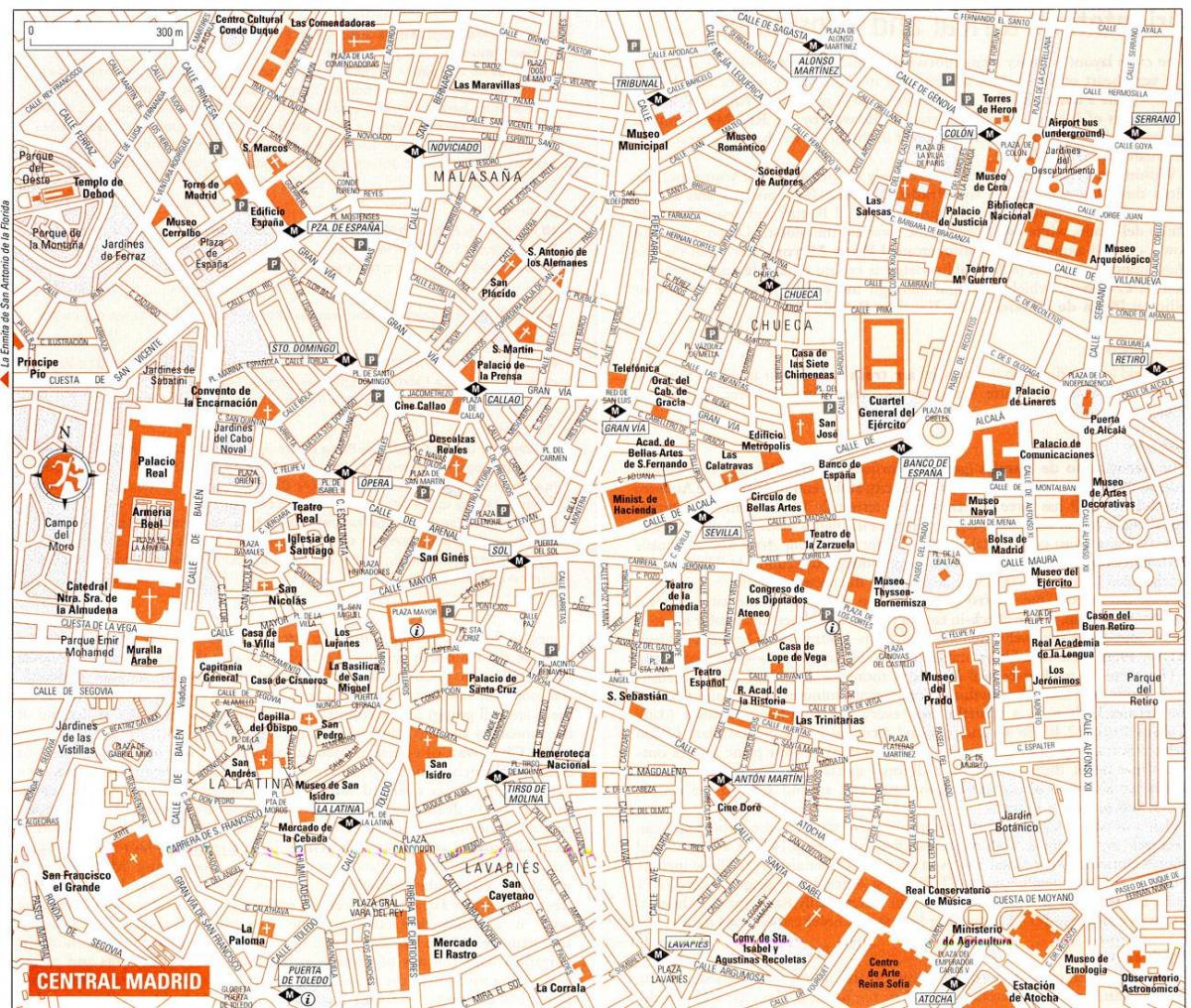 harta turistica din centrul Madridului