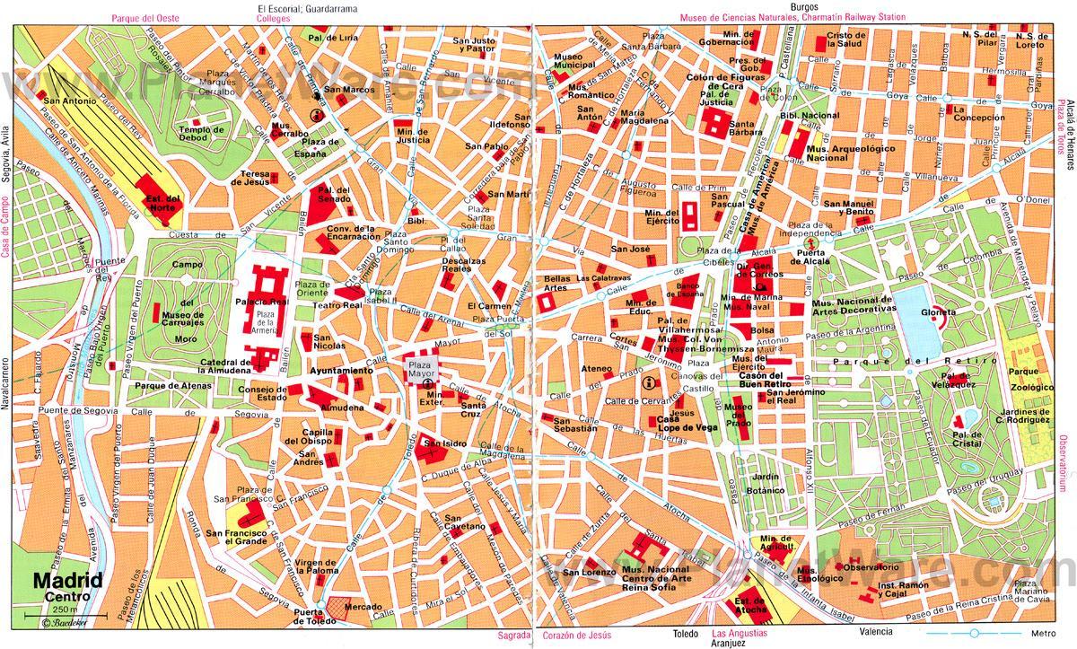 Centrul orașului Madrid street arată hartă