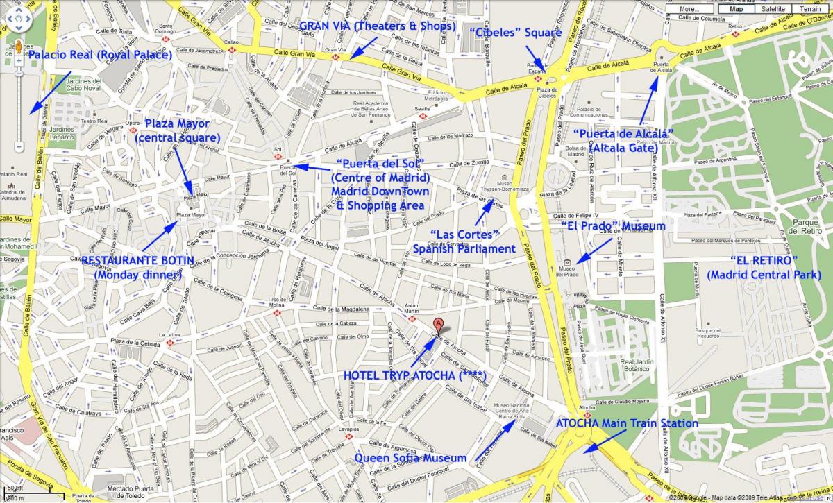 hartă din centrul orașului Madrid Spania