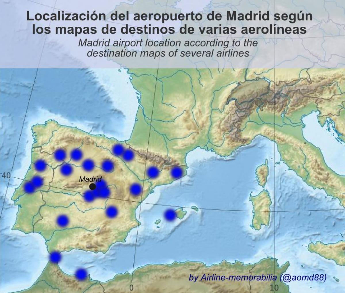 harta Madrid aeroport destinații
