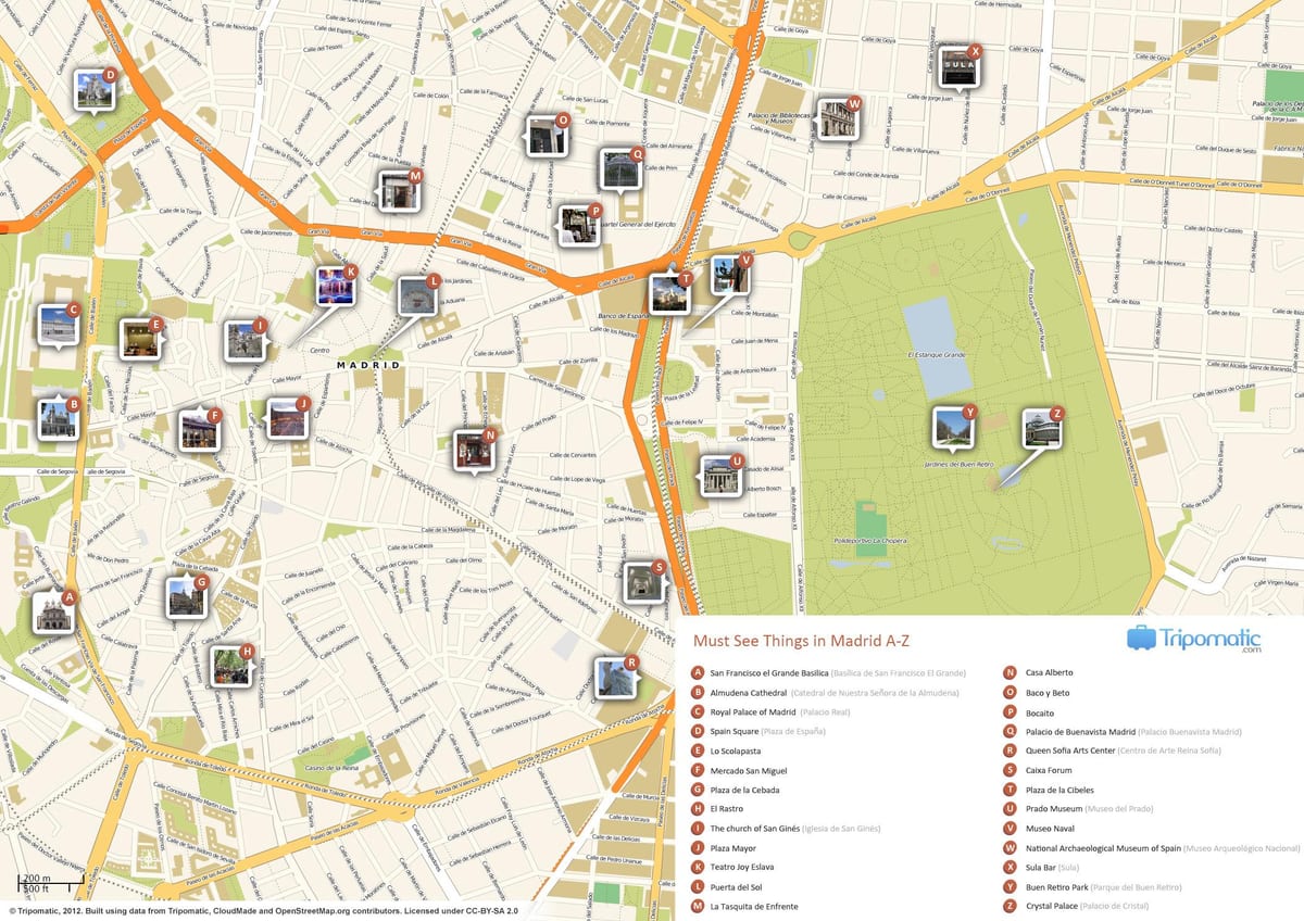Madrid atractii de top hartă