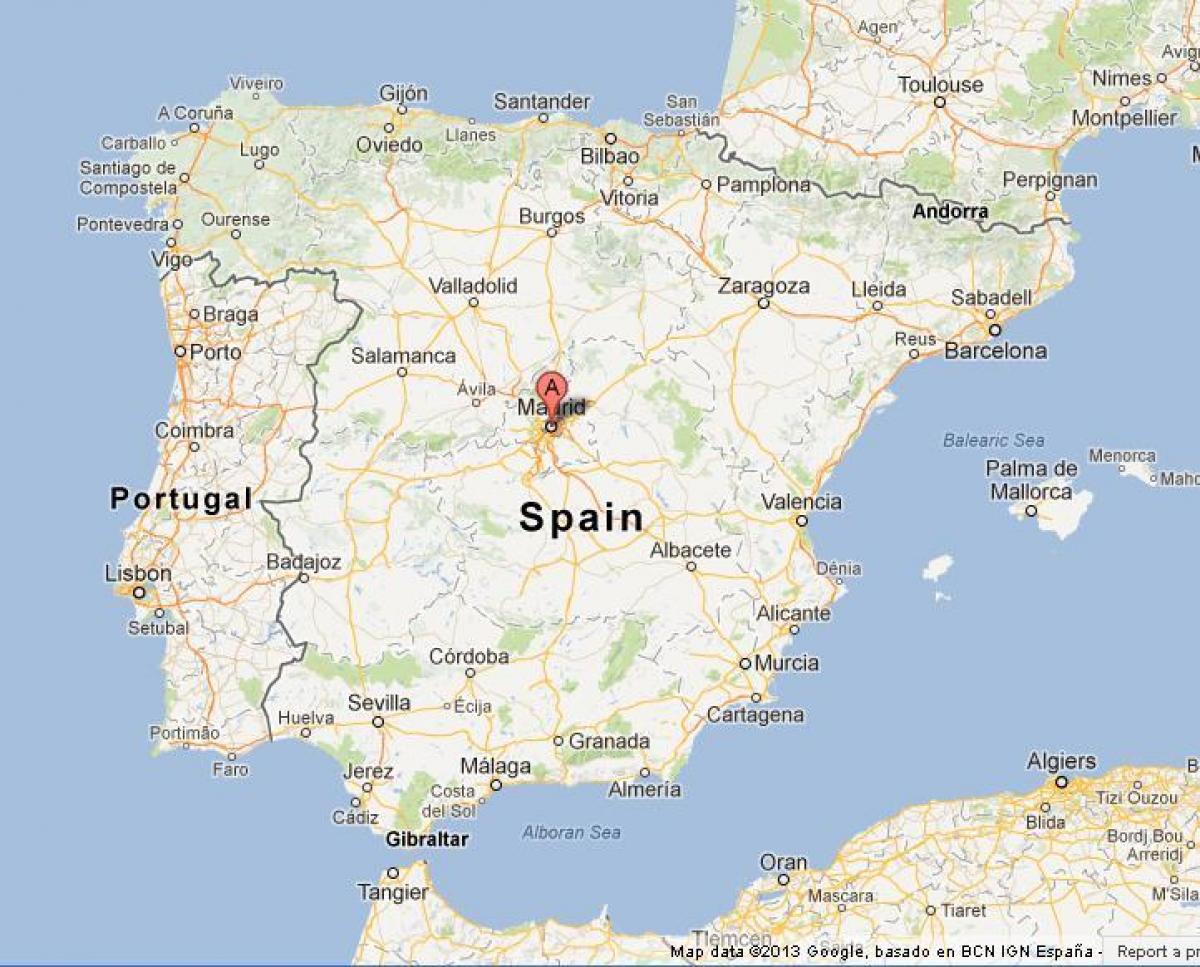 harta Spaniei arată Madrid