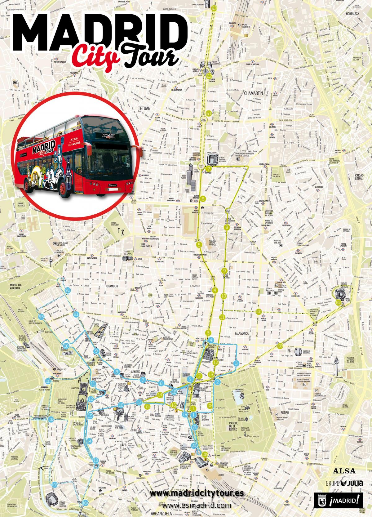 Madrid sightseeing bus hartă