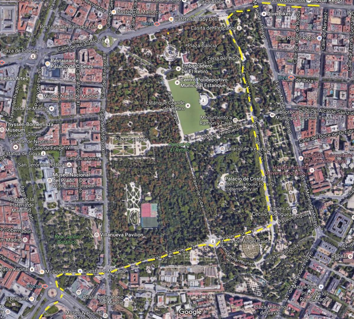 parcul retiro, Madrid arată hartă