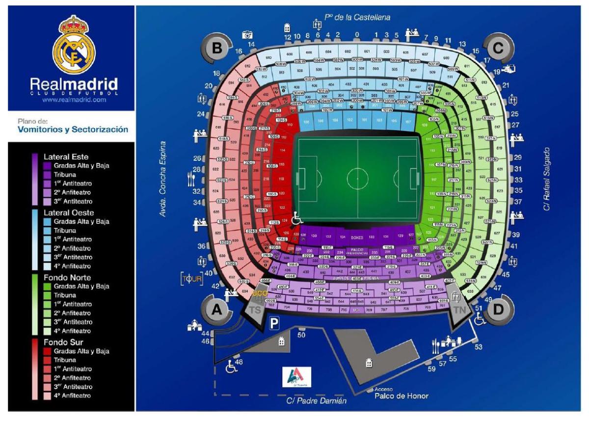 harta de la real Madrid pe stadionul