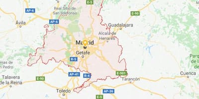 Harta de la Madrid și orașele din jur